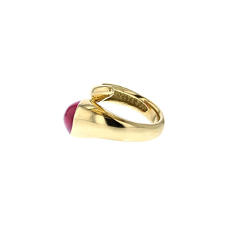 Estate Signed 18K Gold Rubellite Tourmaline Bypass Ring