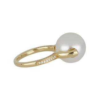 Mastoloni 18K Gold South Sea Pearl Cocktail Ring with Diamonds