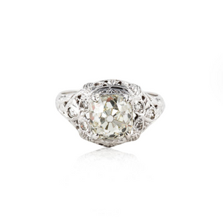 Art Deco GIA 2.57 Carat Old Mine-Cut Diamond Vintage Style Engagement Ring