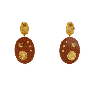 Tenenbaum Collection 18K Gold Diamonds Drop Earrings with Citrines