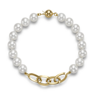 Mastoloni 14K Gold Freshwater Pearl Strand Bracelet with Gold Links