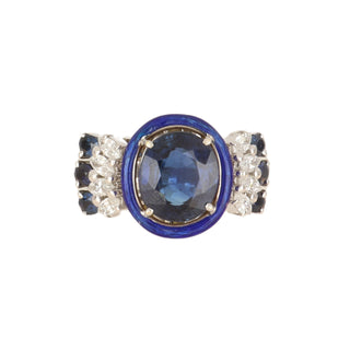 Vintage/Estate 18K White Gold Sapphire Solitaire Ring with Side Stones with Sapphires