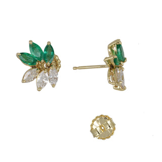 Tenenbaum Workshop 18K Gold Diamond and Emerald Stud Earrings