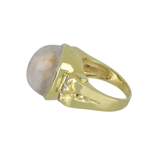 Mazza Two-Tone 14K Gold Moonstone Cocktail Ring with Diamonds