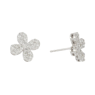 Tenenbaum Collection 18K White Gold Diamond Clover Stud Earrings