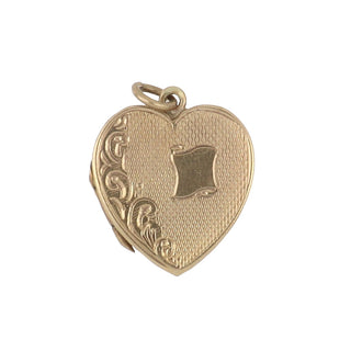 English Mid-Century 9K Yellow Gold Heart Locket