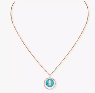 Messika 18K Rose Gold Turquoise Pendant Necklace with Diamonds