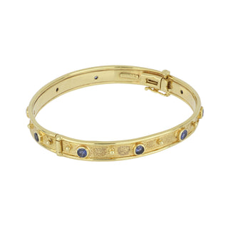 Mazza 14K Gold Hammered Sapphire Bangle