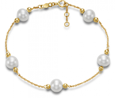 Mastoloni 14K Gold Freshwater Pearl Station Bracelet