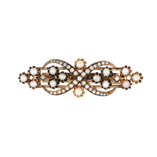 Victorian 14K Rose Gold Split Pearl Bar Pin