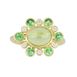 Mazza 14K Gold Peridot Ring with Tsavorites and Diamonds