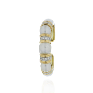 David Webb Yellow G&PT South Sea Pearl Bangle Bracelet with Diamonds