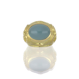 Estate Katy Briscoe 18K Gold Aquamarine Dome Ring