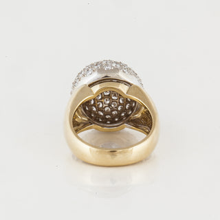 Vintage/Estate Two-Tone 18K Gold Diamonds Dome Ring