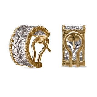 Buccellati Two-Tone 18K Gold Diamond Ramage Hoop Earrings