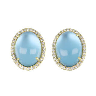 Mazza 14K Gold Blue Topaz Earrings with Diamonds