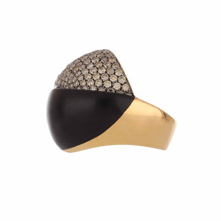 Antonio Papini 18K Rose Gold Wood Dome Ring with Diamonds