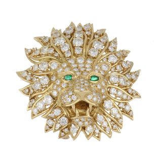 Van Cleef & Arpels 18K Gold Diamonds Brooch with Emeralds