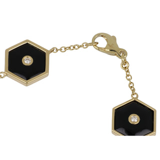 Miseno Italy 18K Gold Onyx Station Bracelet with Diamonds