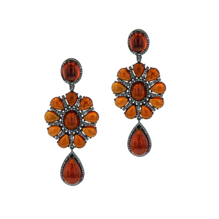 Maharaja Two-Tone G&S Citrines Drop Earrings with Diamond