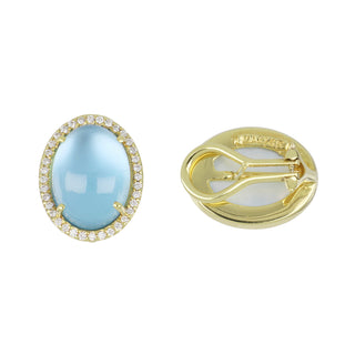 Mazza 14K Gold Blue Topaz Earrings with Diamonds