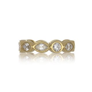 2000s 18K Gold Various Shapes Cut Diamonds Eternity Band