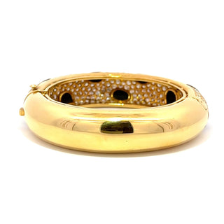 Estate 18K Gold Diamonds Bangle Bracelet with Onyx