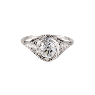 Art Deco GIA 0.80 Carat Old European-Cut Diamond Solitaire Engagement Ring