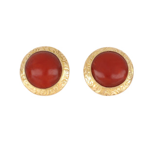 18K Gold Corals Button Earrings