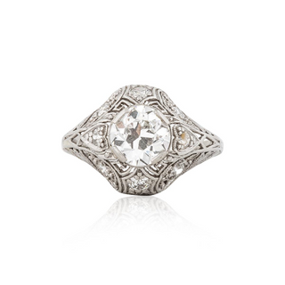 Art Deco GIA 1.39 Carat Old European-Cut Diamond Vintage Style Engagement Ring