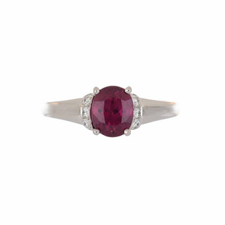 Estate Platinum Ruby Ring with Diamonds