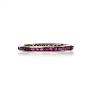 Vintage/Estate 18K White Gold Rubies Eternity Ring