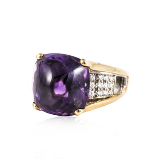 Estate 18K Gold Amethyst Ring with Diamonds