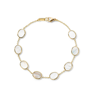 18K Gold Mother Of Pearls Station Bracelet