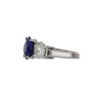 Vintage/Estate White 14K Gold Sapphire 3 Stone Ring with Diamond