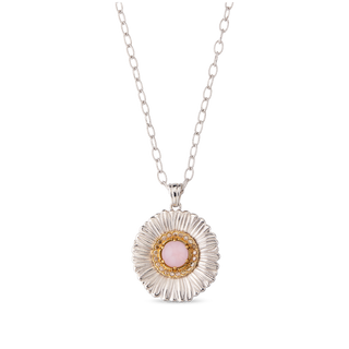 Buccellati Sterling Silver Daisy Pendant Necklace in Pink Opal