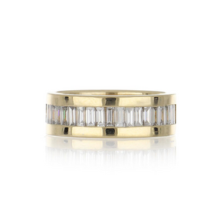 Modern 14K Gold Baguette Cut Diamonds Half Band