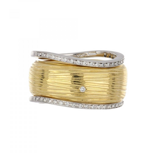 2000s Roberto Coin Two-Tone 18K Gold Round Brilliant-Cut Diamonds Half Band