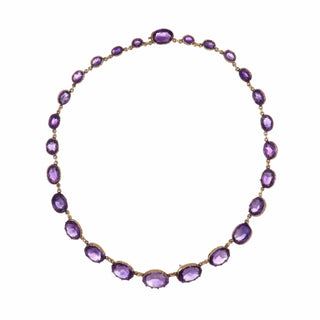 14K Rose Gold Amethysts Link Necklace