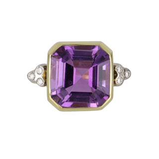 Mazza Two-Tone 14K Gold Amethyst Cocktail Ring with Diamonds