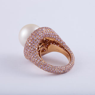 Vintage/Estate 18K Rose Gold South Sea Pearl Cocktail Ring with Diamond