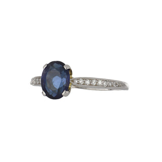 Estate Tiffany & Co. Platinum Sapphire Ring with Diamonds