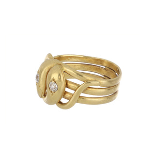 Victorian 18K Gold Serpent Ring with Diamonds