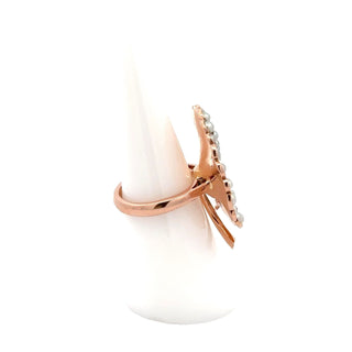 Victorian 14K Rose Gold Ruby and Pearl Palm Frond Ring