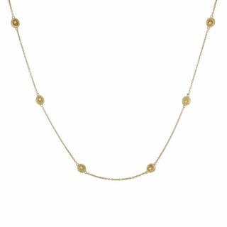 Signed 18K Gold Diamonds Chain Necklace with Stones