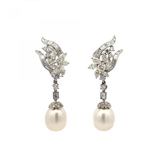 Vintage/Estate White Platinum South Sea Pearl Day/Night Earrings with Pearls