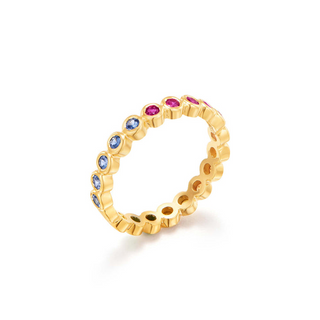 Temple St Clair 18K Gold Multicolor Sapphire Rainbow Eternity Band