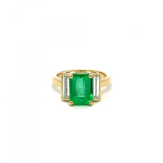 Tenenbaum Workshop 18K Gold Emerald Ring with Diamonds