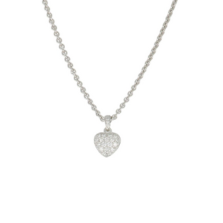 Estate Cartier 18K White Gold Diamond Heart Pendant Necklace