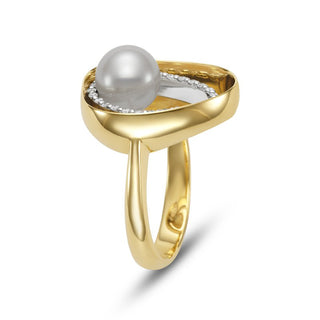 Mastoloni 18K Gold Freshwater Pearl Cocktail Ring with Diamond